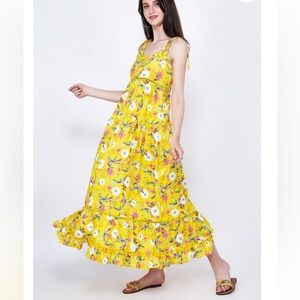 America & Beyond Sunshine Florals Pom Pom maxi dress size large